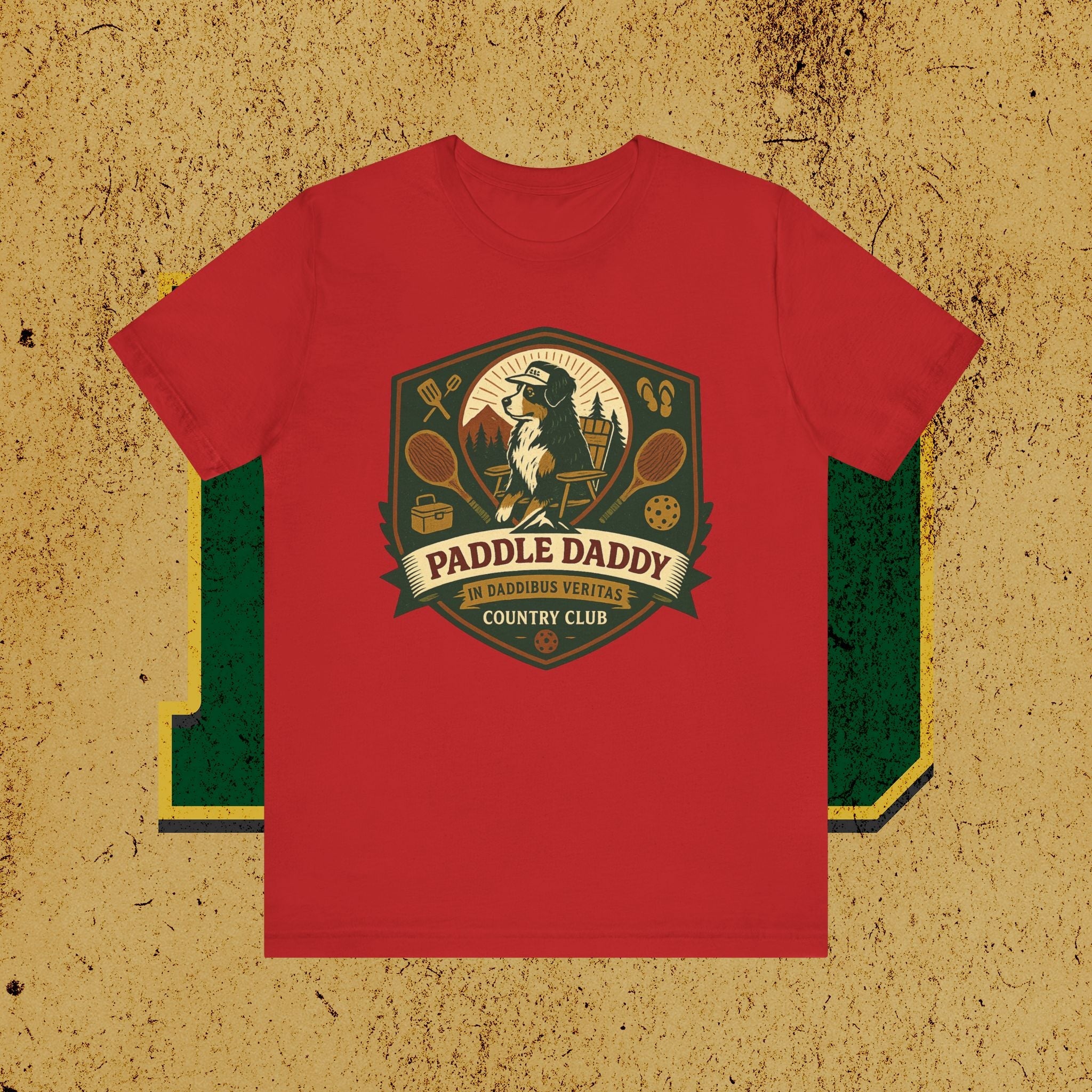 Paddle Daddy Country Club T-Shirt  Chloe Dog Graphic Tee, Funny Pickleball & Grill Shirt, In Daddibus Veritas Dadcore Apparel