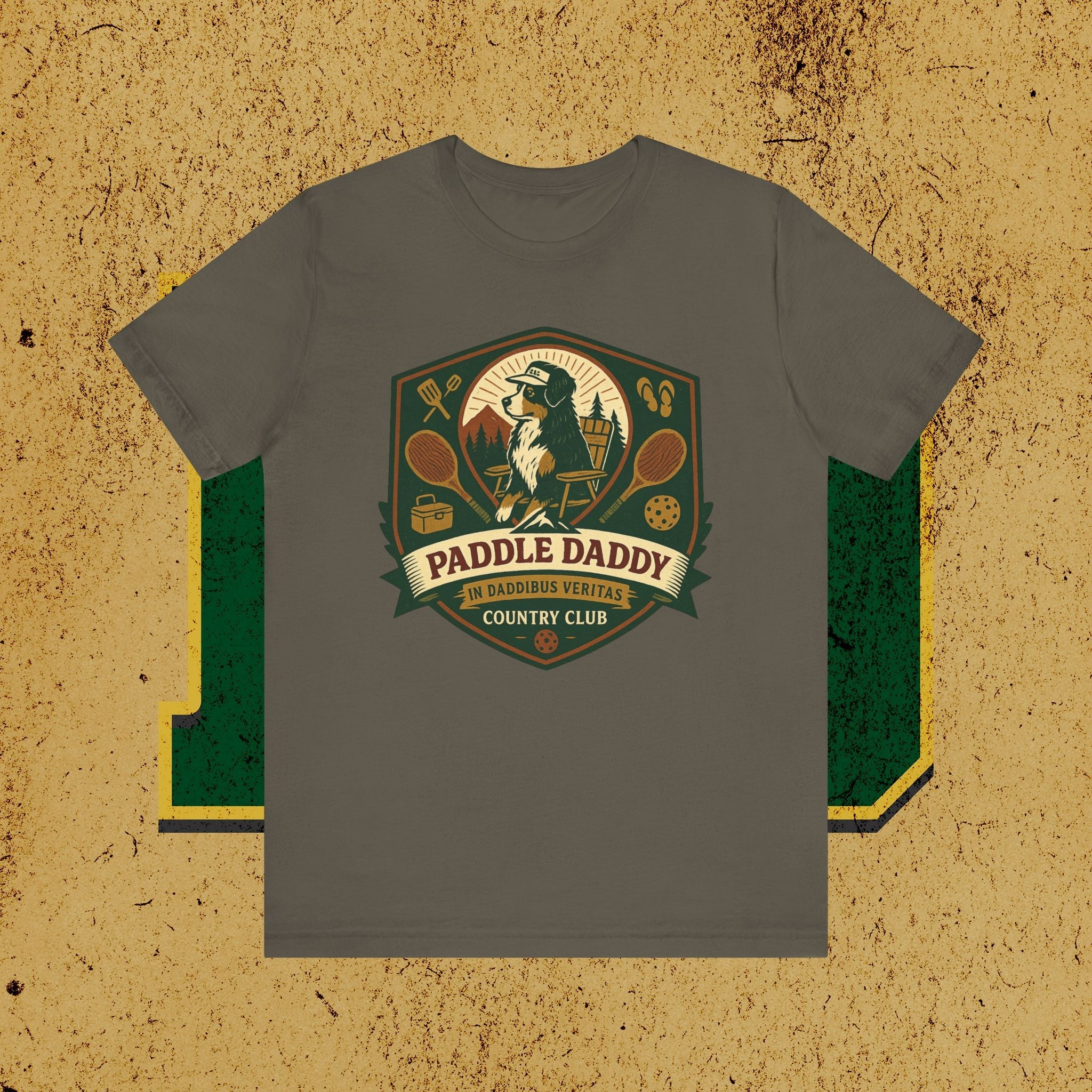 Paddle Daddy Country Club T-Shirt  Chloe Dog Graphic Tee, Funny Pickleball & Grill Shirt, In Daddibus Veritas Dadcore Apparel