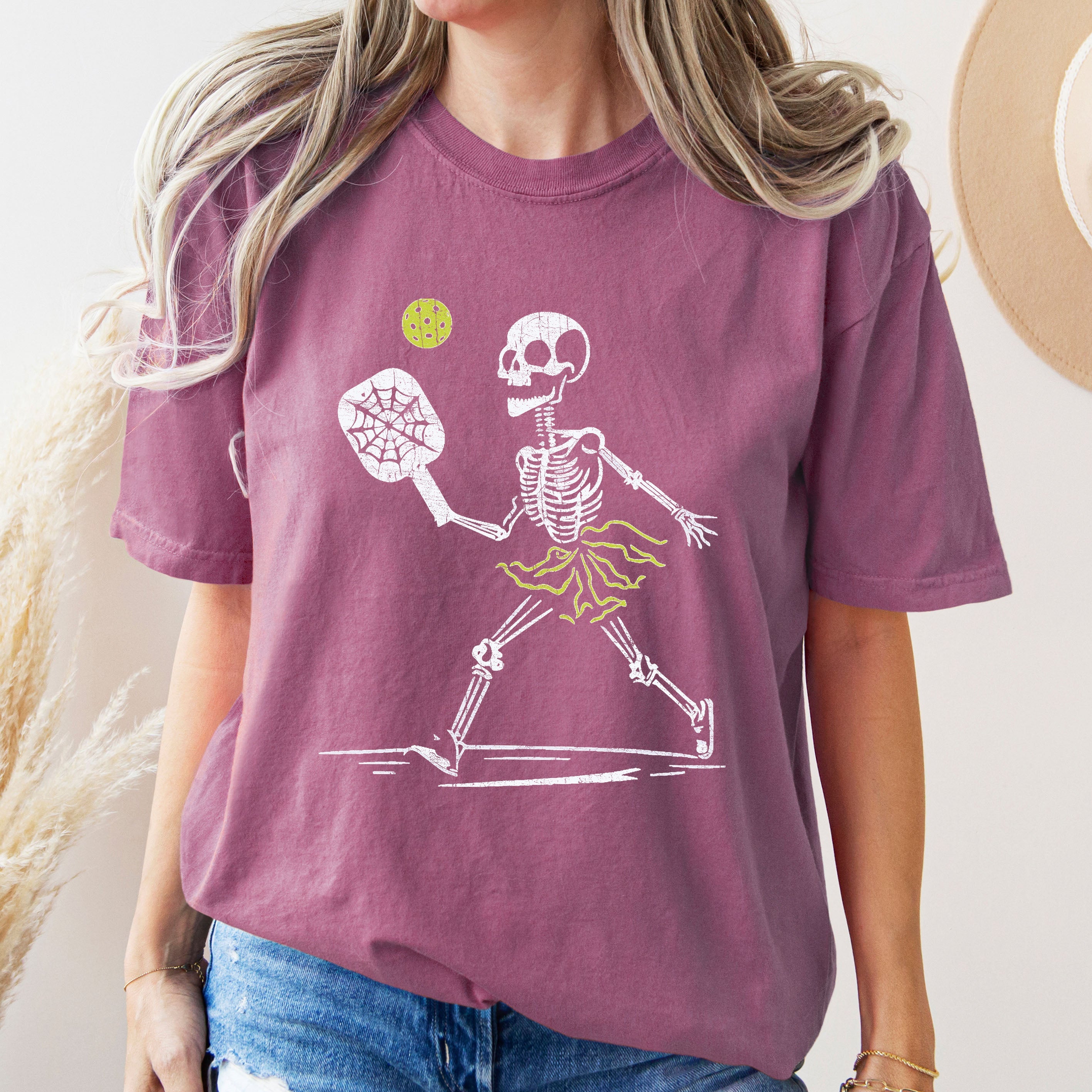 Skeleton Pickleball, Funny, Retro, Aesthetic, Vintage, Comfort Colors Tshirt