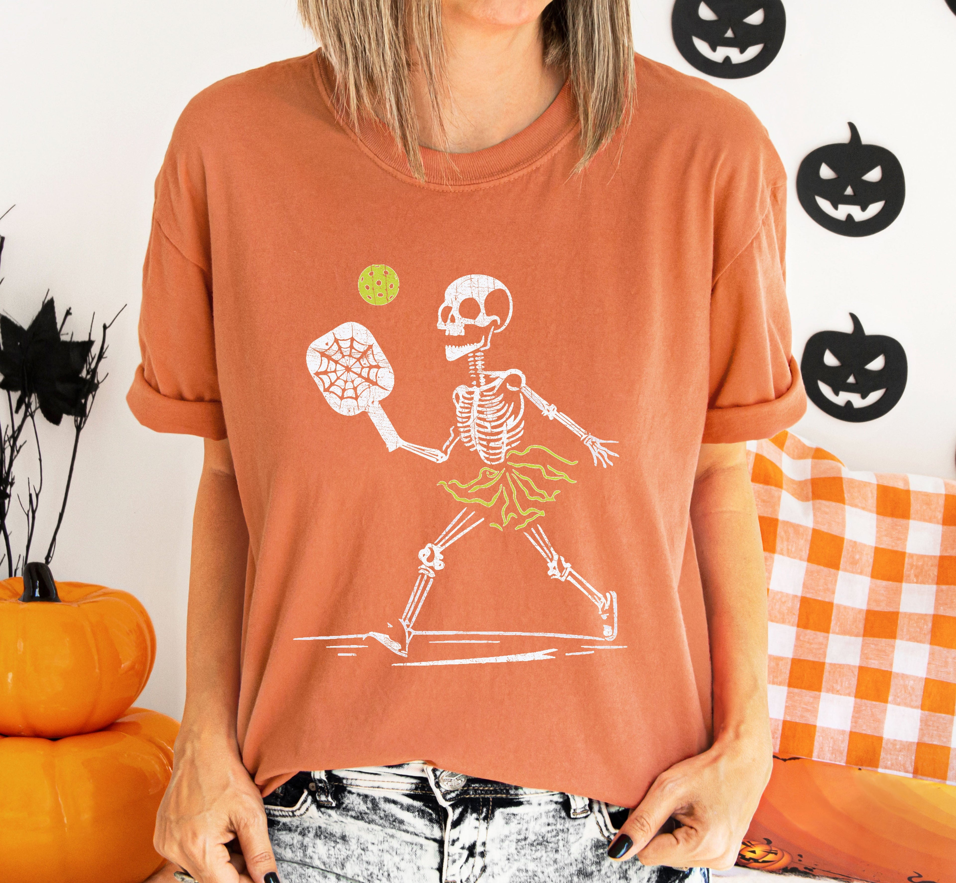 Skeleton Pickleball, Funny, Retro, Aesthetic, Vintage, Comfort Colors Tshirt